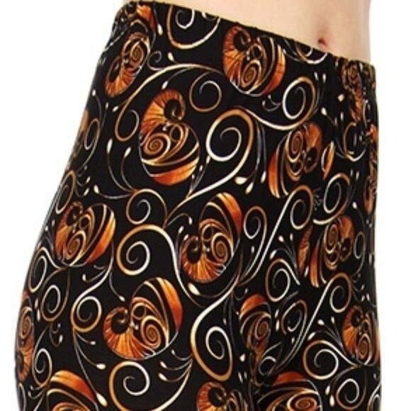 Reg One Size NEW MIX soft brush swirly print leggings - Picture 6 of 9